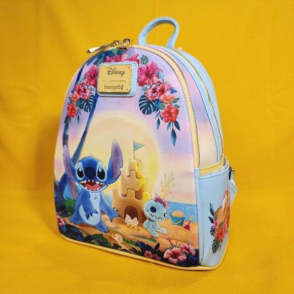 Loungefly Disney Lilo & Stitch SandCastle Beach Scene Scrump Mini Backpack NEW main image 6